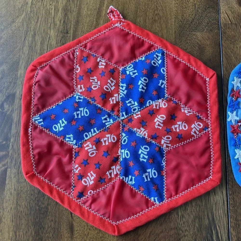 Patriotic Handmade Potholder Hot Pad Trivets Set Of Two